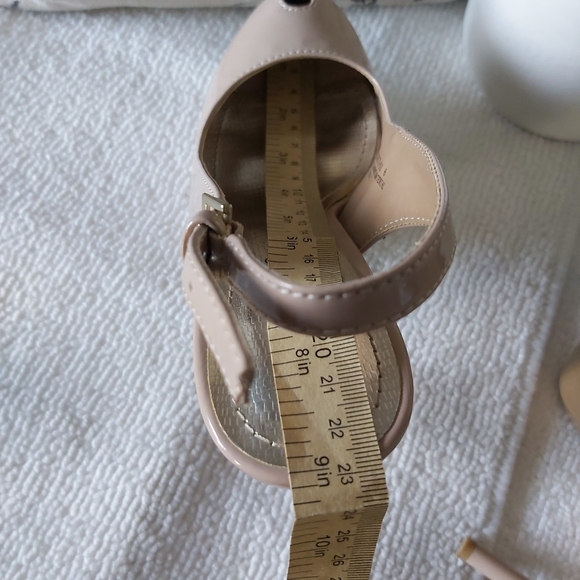 Bamboo platform stiletto heels nude   glossy pumps peep toe slingback - Picture 16 of 16